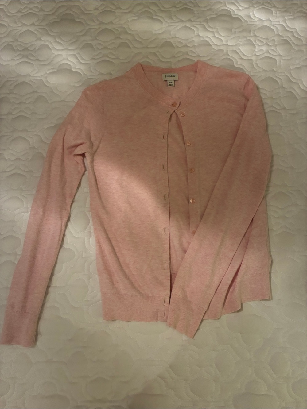 J. Crew Factory Pink Crewneck Button Cardigan Sweater